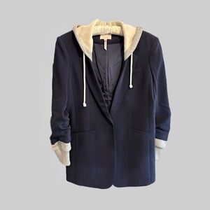 Cinq a Sept Navy Hooded Khole Jacket
